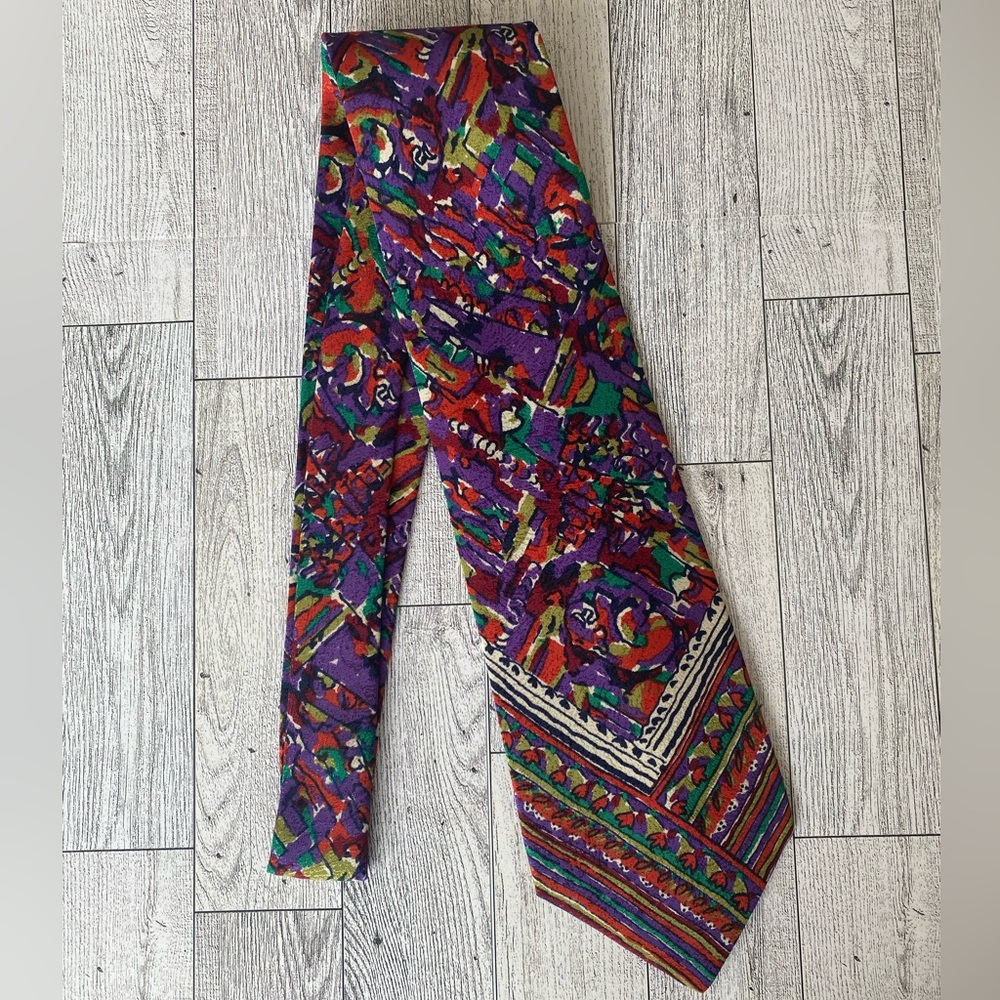 NWT MISSONI Designer Multicolor Art Print 100% Silk Tie Made In Spain